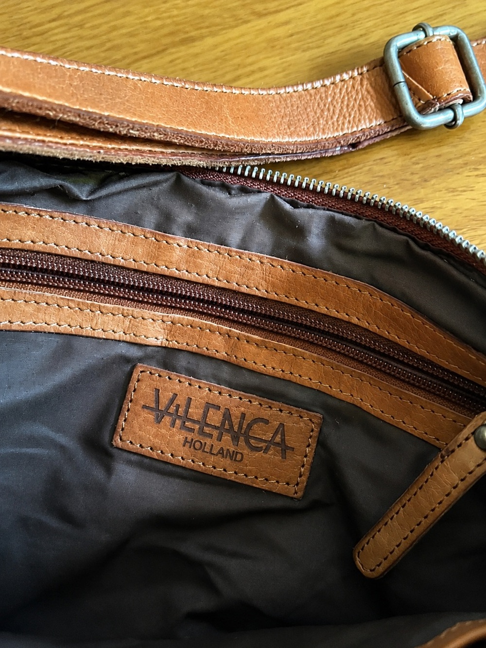Woven Leather Crossbody Bag - Tan/Light Brown - Picture 2 of 4